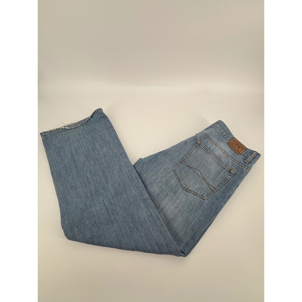 Aeropostale Benton Original Bootcut Jeans Mens 34x32 Light Wash Denim Frayed Hem